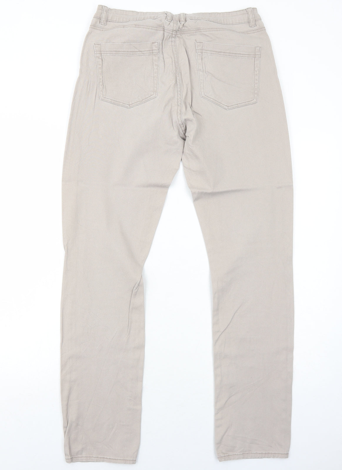 ESMARA Womens Beige Cotton Straight Jeans Size 16 Regular Zip