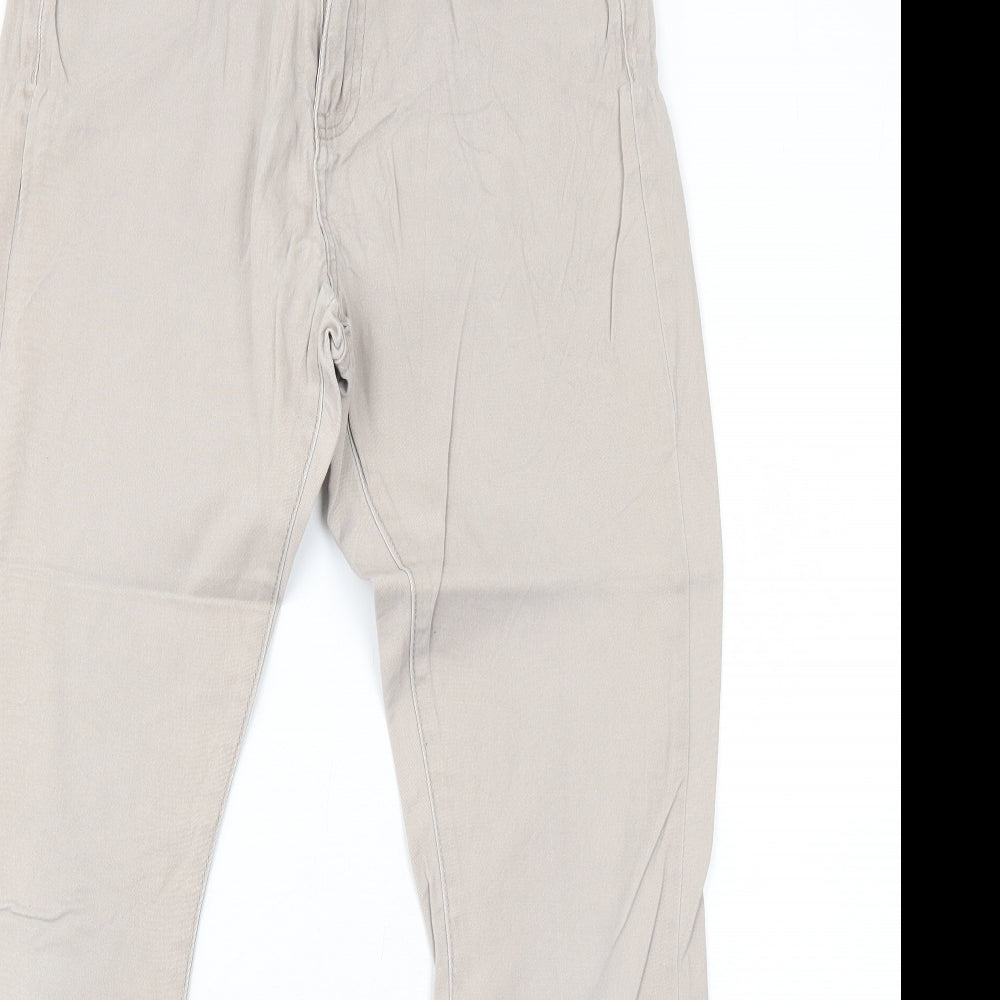 ESMARA Womens Beige Cotton Straight Jeans Size 16 Regular Zip