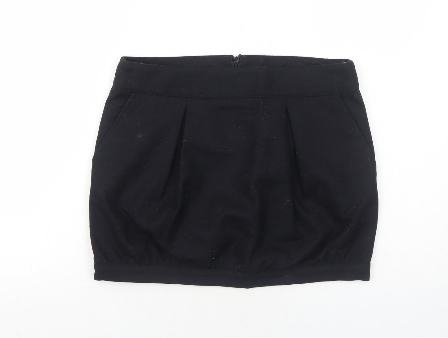 United Colors of Benetton Womens Black Wool Mini Skirt Size 12 Zip