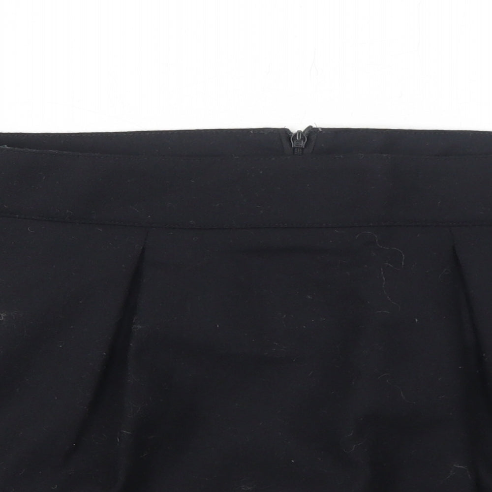United Colors of Benetton Womens Black Wool Mini Skirt Size 12 Zip