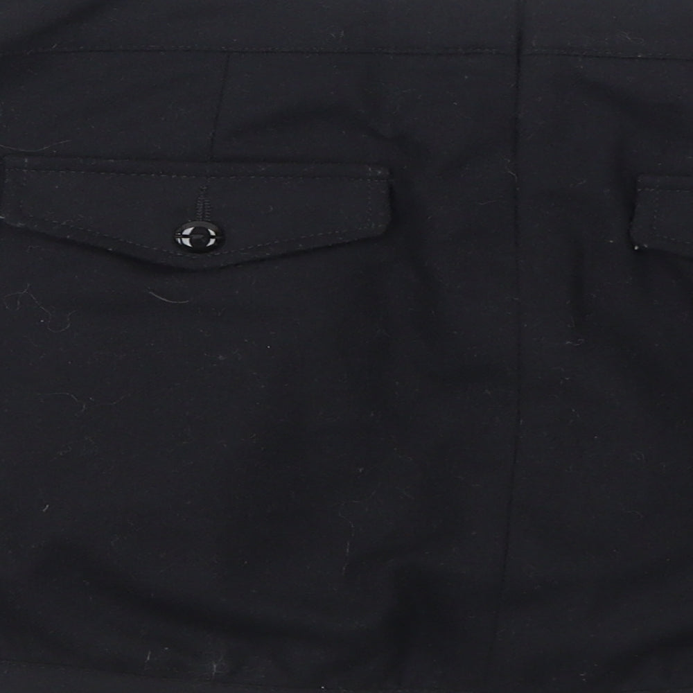 United Colors of Benetton Womens Black Wool Mini Skirt Size 12 Zip