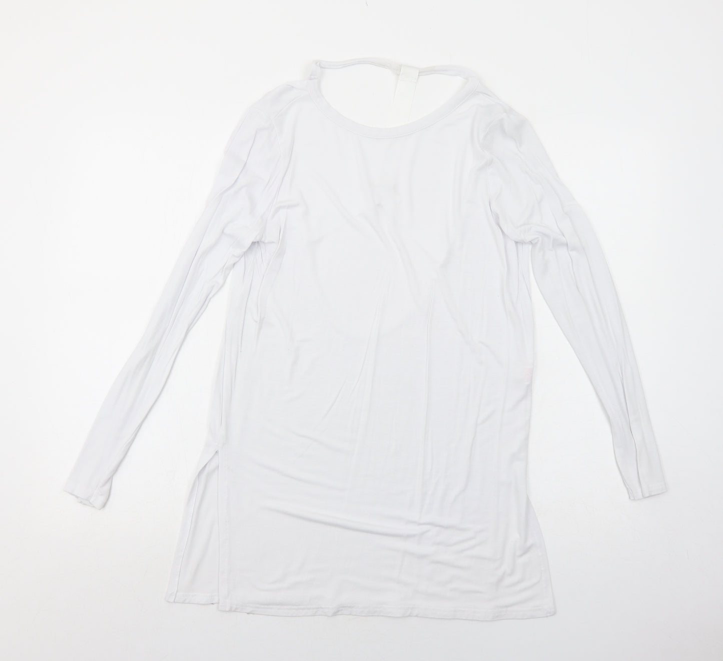 Missguided Womens White Viscose Basic T-Shirt Size 6 Round Neck - Open Back