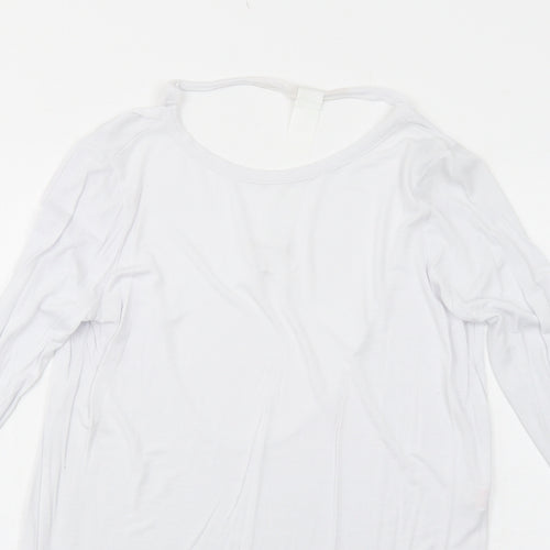 Missguided Womens White Viscose Basic T-Shirt Size 6 Round Neck - Open Back