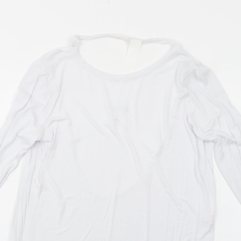 Missguided Womens White Viscose Basic T-Shirt Size 6 Round Neck - Open Back