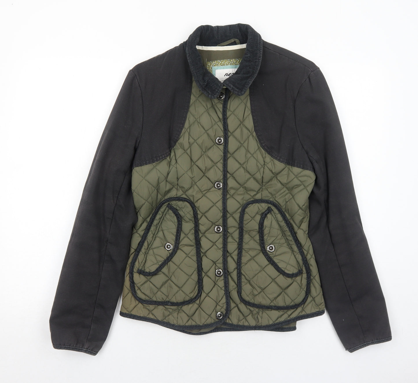 NEXT Womens Green Quilted Jacket Size 12 Snap