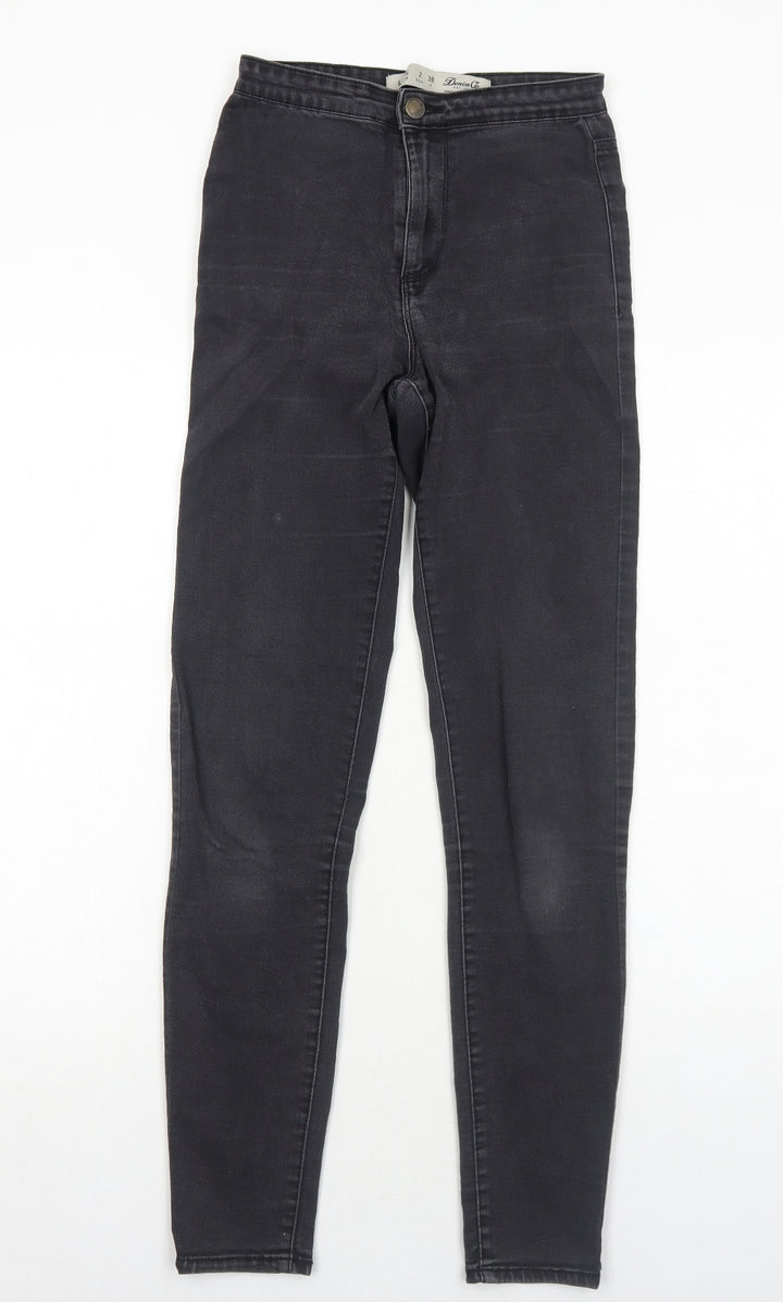 Primark Womens Grey Cotton Skinny Jeans Size 6 Regular Zip