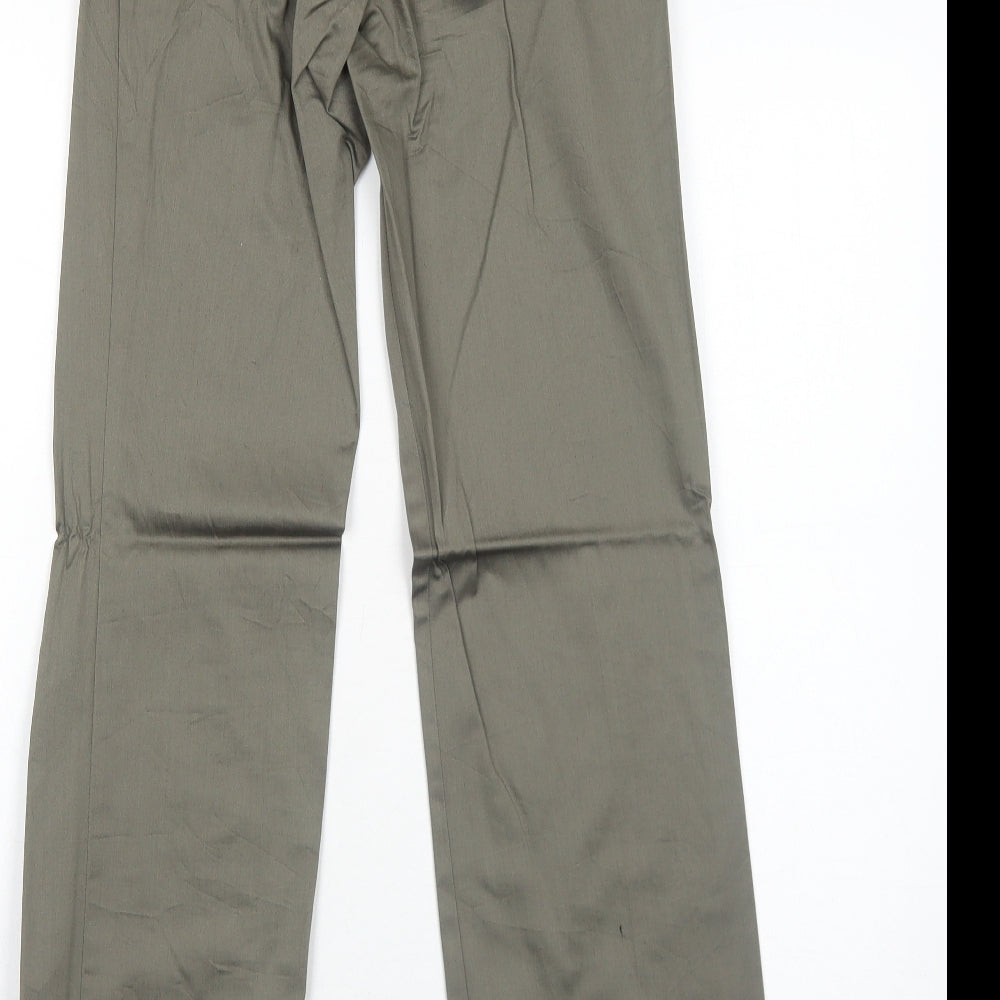 Sisley Womens Green Cotton Trousers Size 10 Regular Zip