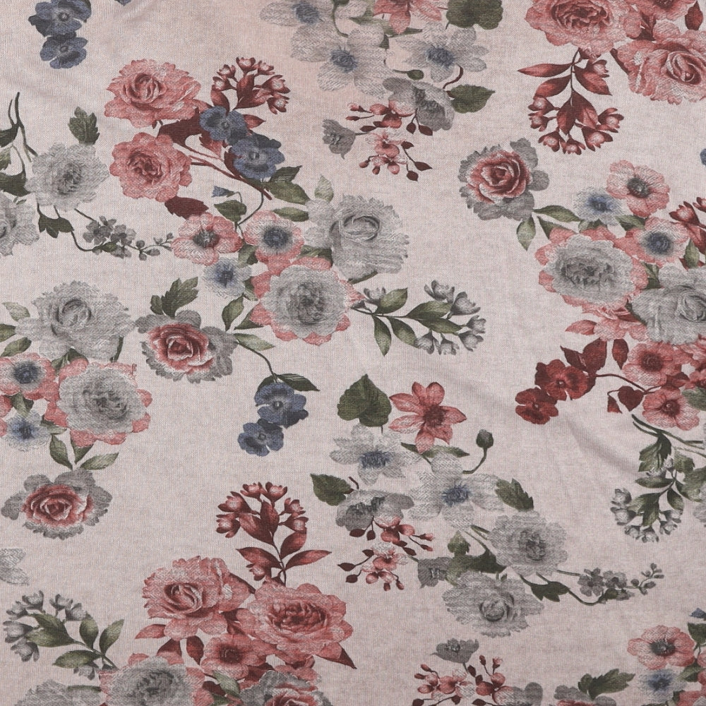 Havren Womens Beige V-Neck Floral Viscose Pullover Jumper Size M