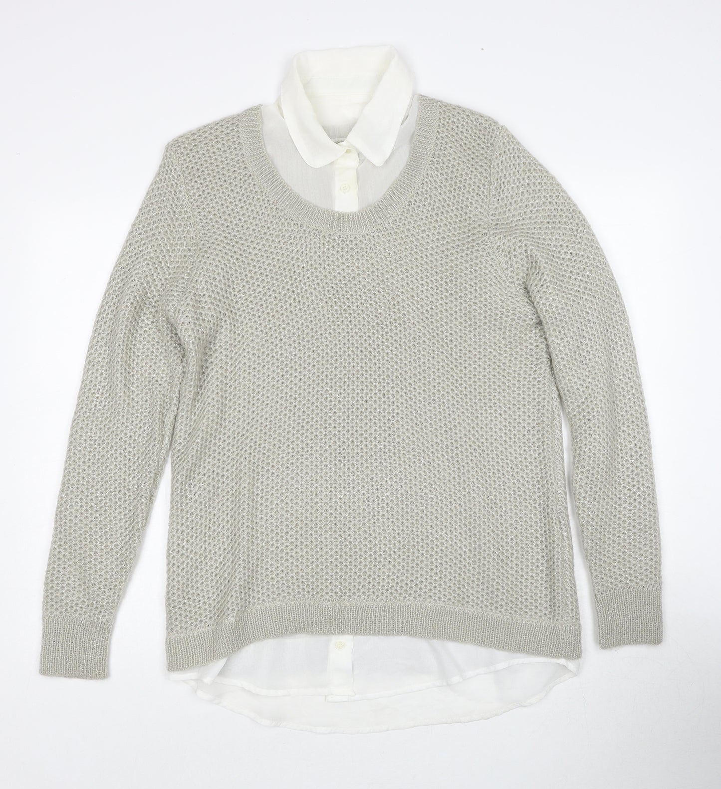 Cotton Traders Womens Beige Collared Acrylic Pullover Jumper Size 14 - Size 14-16 Shirt Insert