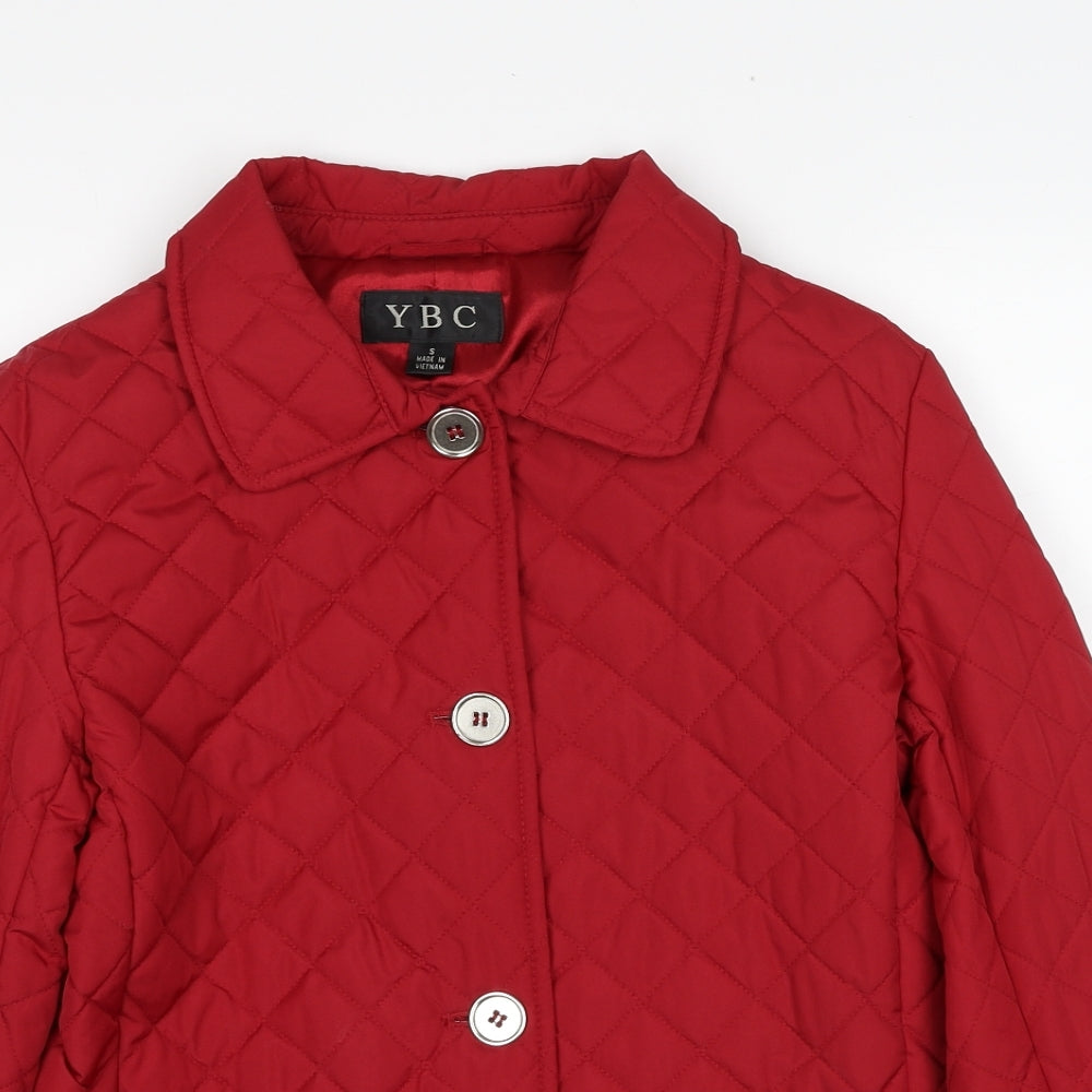 YBC Womens Red Quilted Jacket Size S Zip