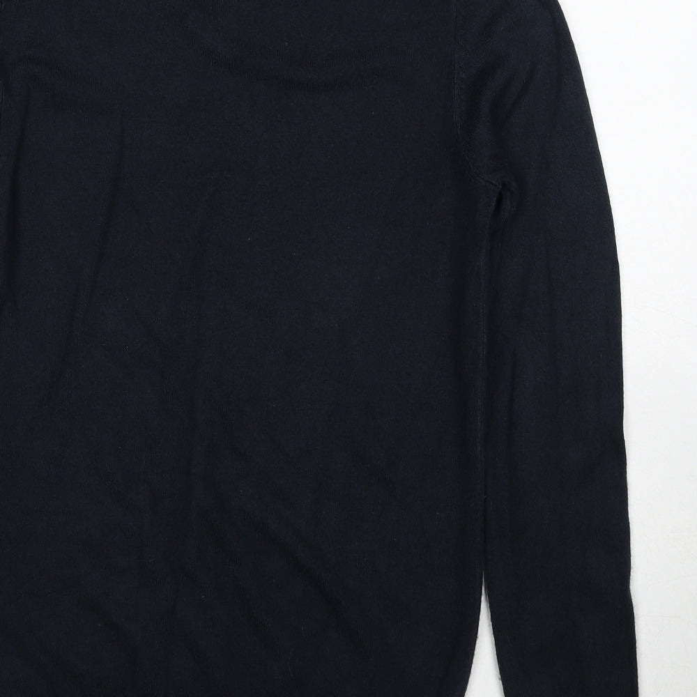 Cedar Wood State Mens Black V-Neck Acrylic Pullover Jumper Size S Long Sleeve