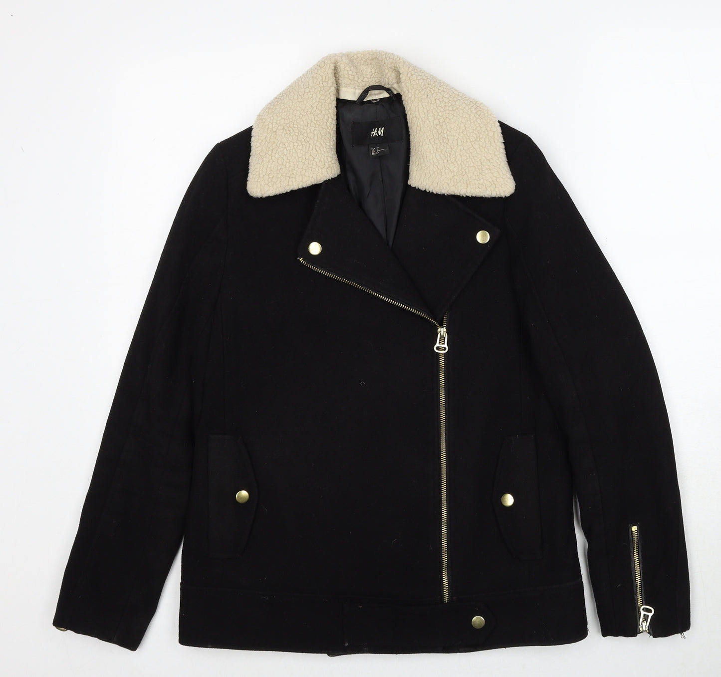 H&M Womens Black Jacket Size 6 Zip