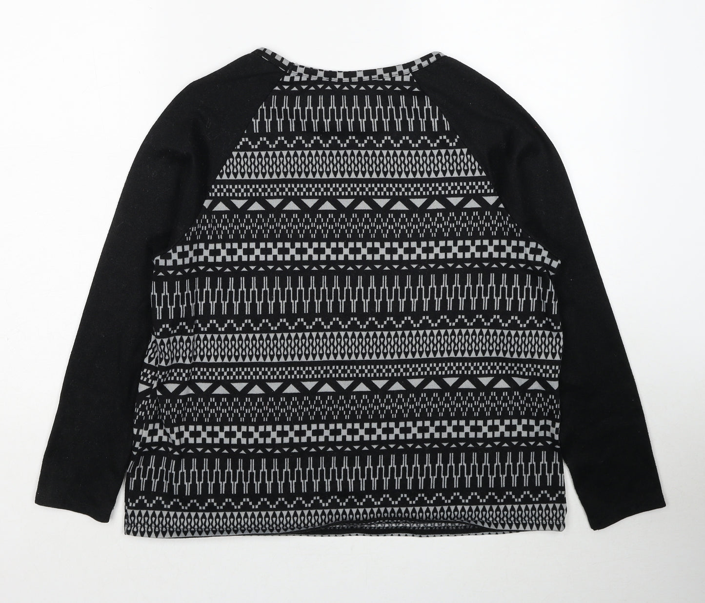 Atmosphere Womens Black Round Neck Geometric Polyester Pullover Jumper Size 16