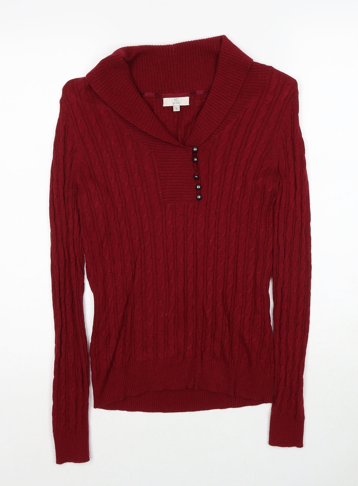 Country Casuals Womens Red V-Neck Camel Pullover Jumper Size S