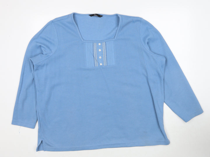 Bonmarché Womens Blue Square Neck Polyester Pullover Jumper Size XL