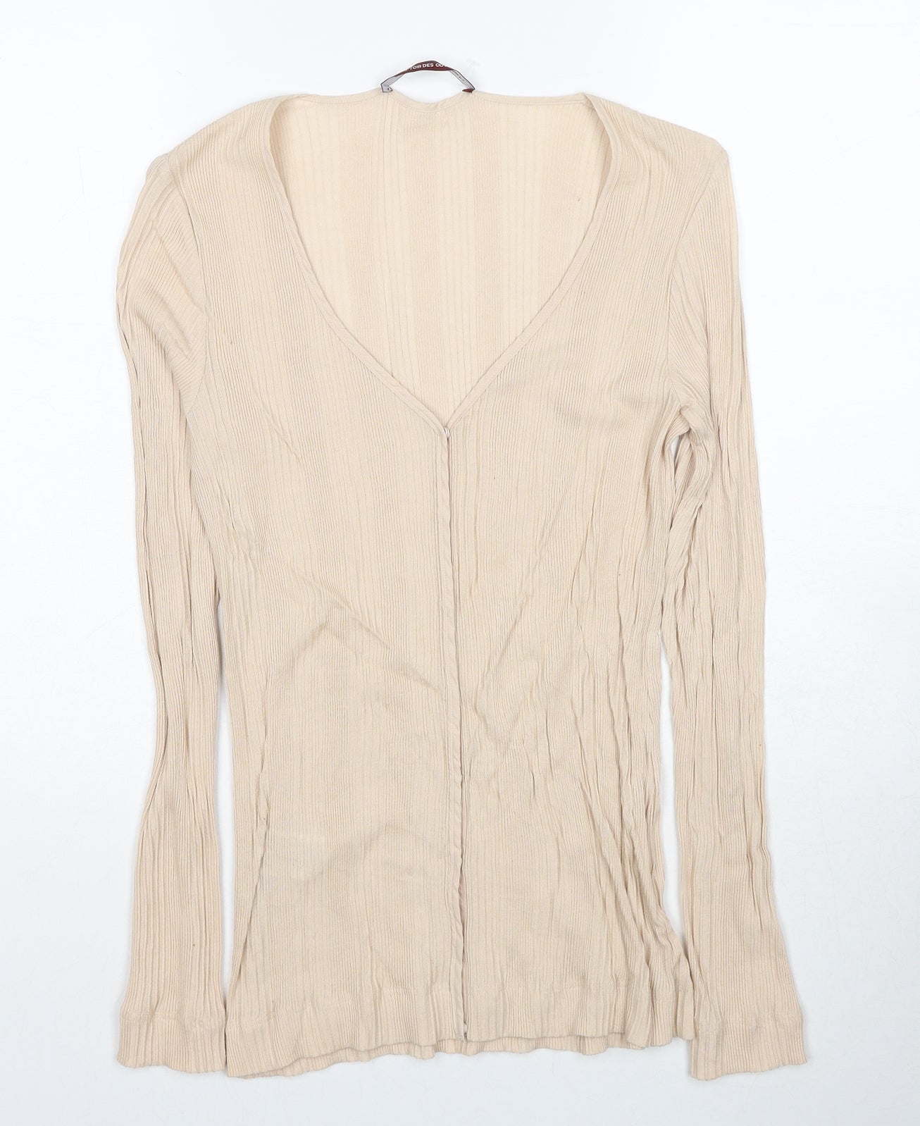Comptoir des Cotonniers Womens Beige V-Neck Cotton Pullover Jumper Size M