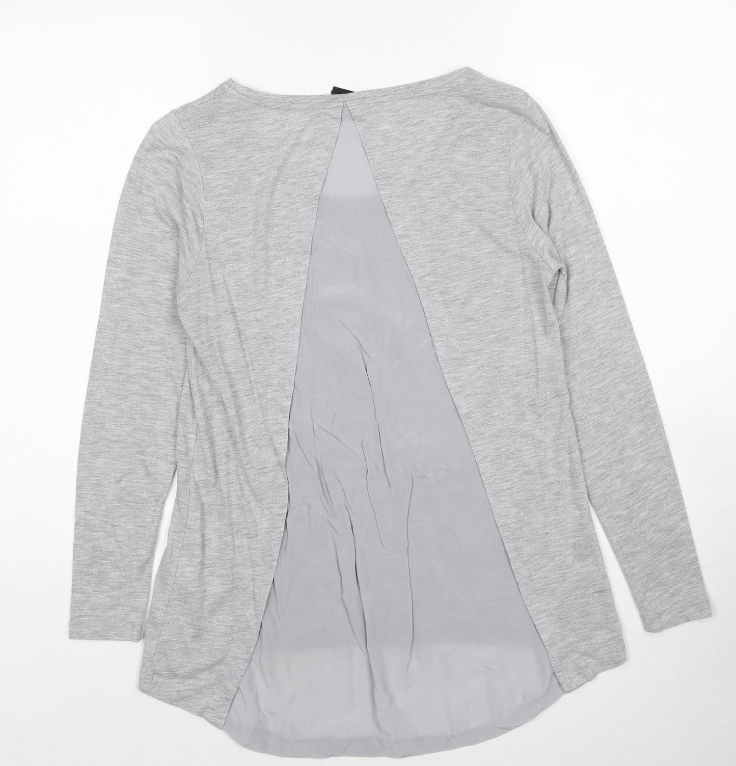 Selected Womens Grey Cotton Basic Blouse Size 6 Round Neck
