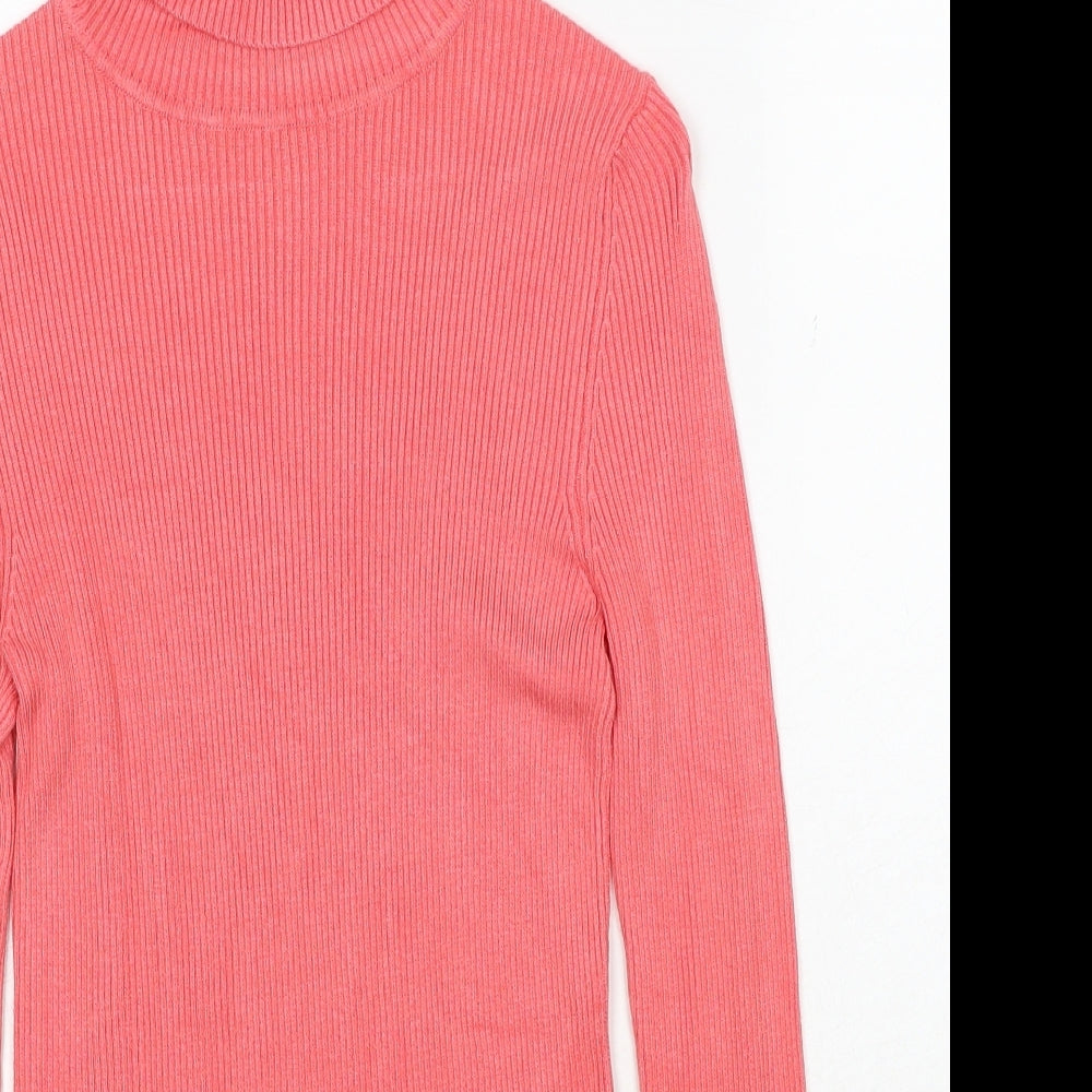 Marks and Spencer Womens Pink Roll Neck Viscose Pullover Jumper Size 10