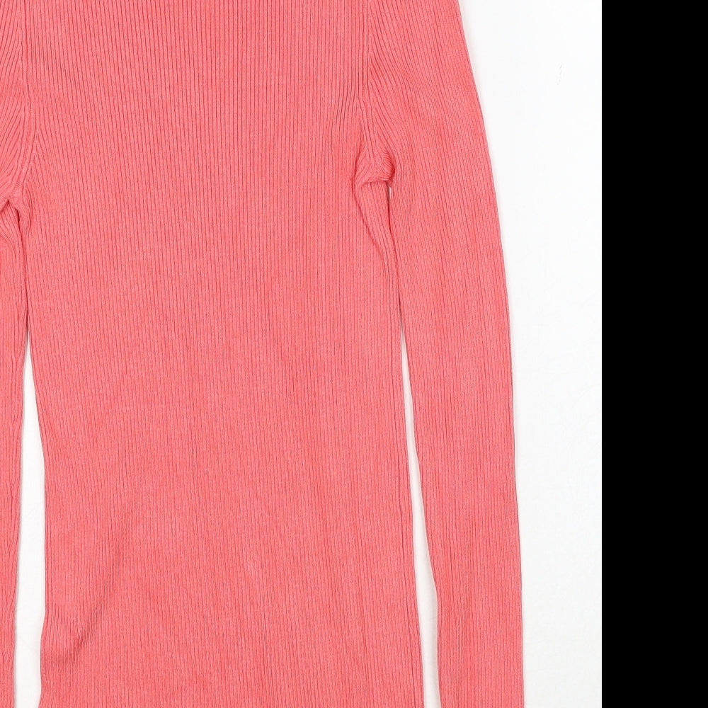 Marks and Spencer Womens Pink Roll Neck Viscose Pullover Jumper Size 10