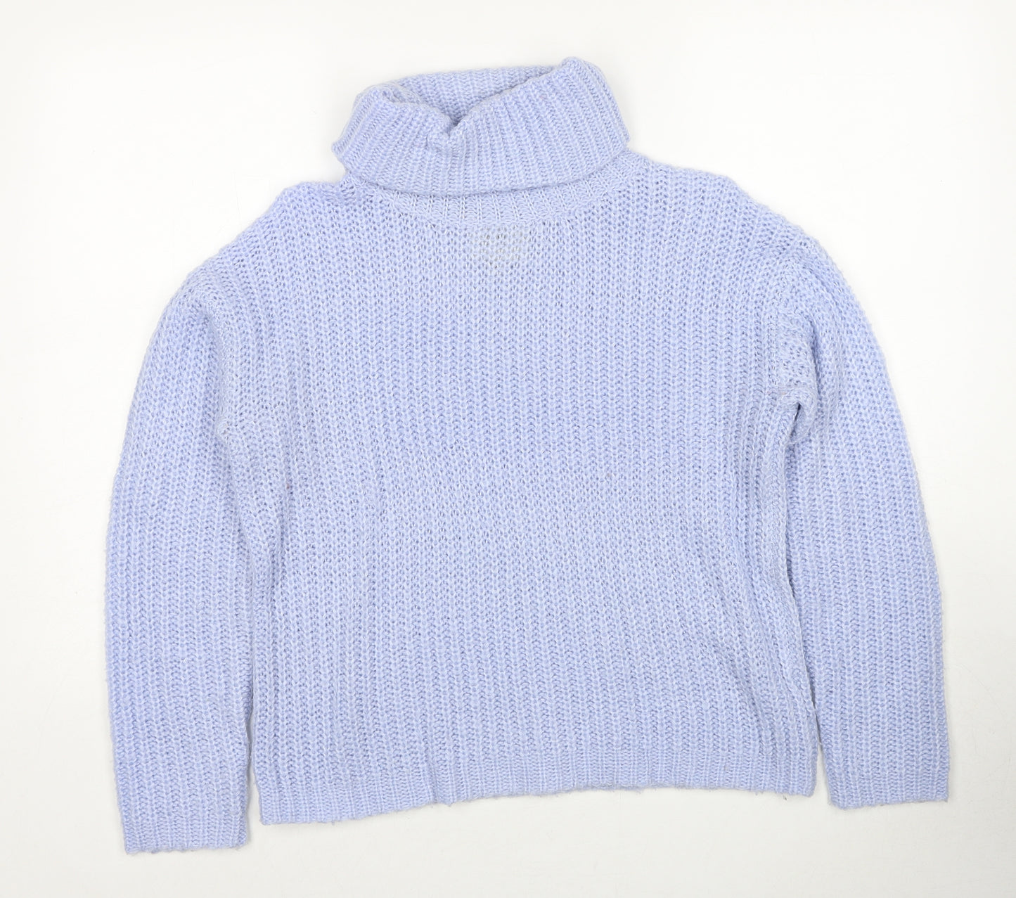 Papaya Womens Blue Roll Neck Acrylic Pullover Jumper Size S