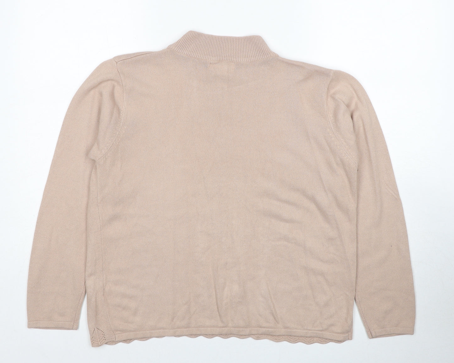 Fay Louise Womens Beige Round Neck Acrylic Pullover Jumper Size M