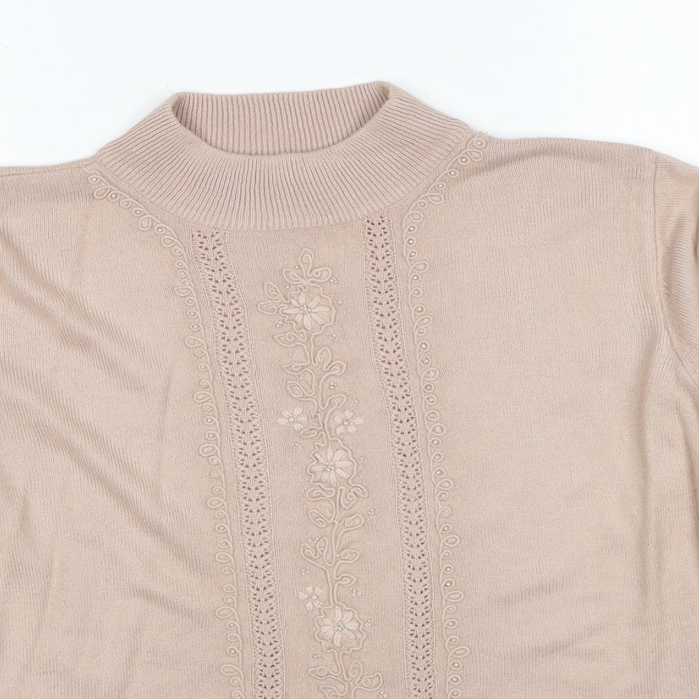 Fay Louise Womens Beige Round Neck Acrylic Pullover Jumper Size M