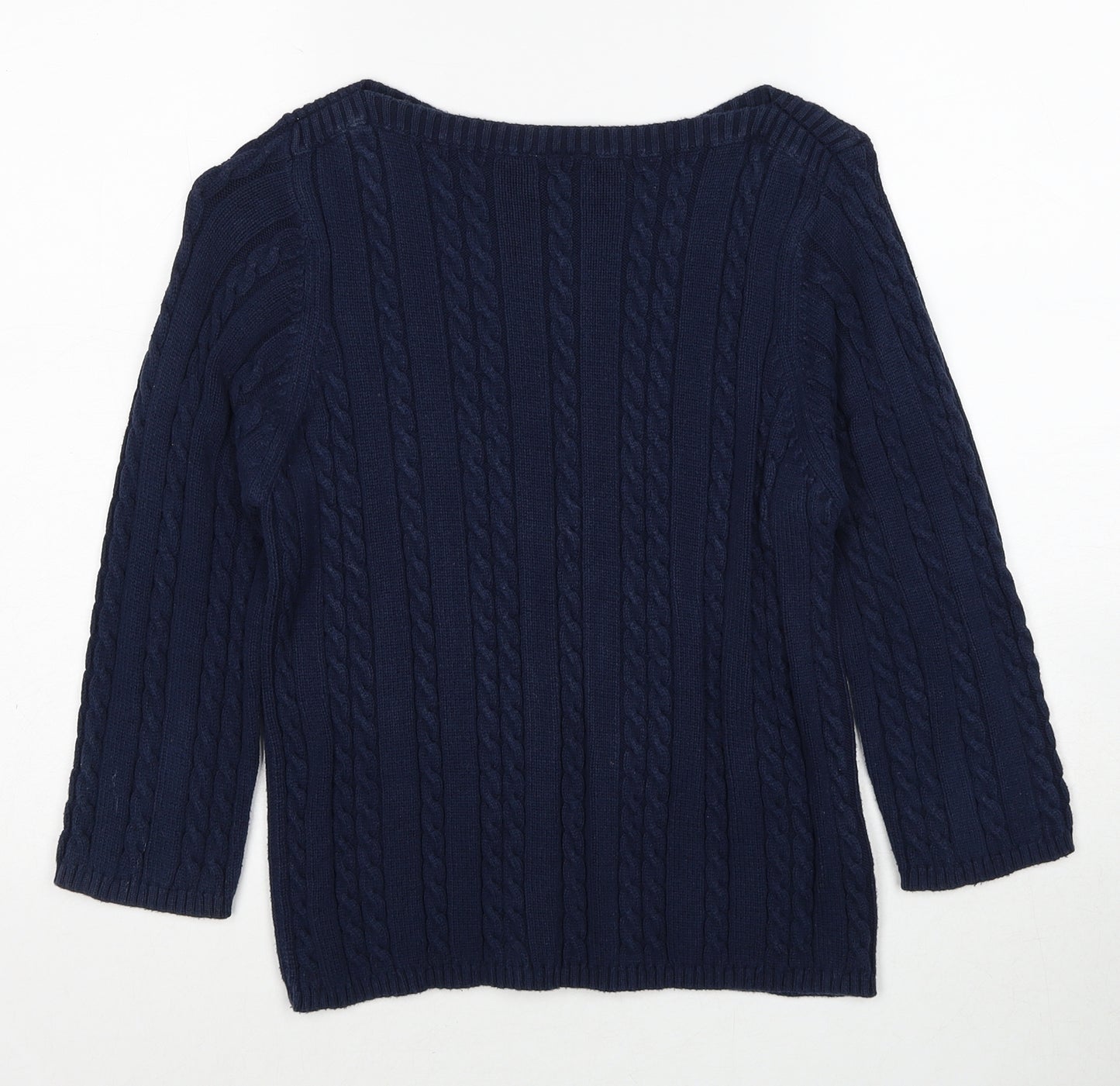Joie de Vivre Womens Blue Boat Neck Cotton Pullover Jumper Size L