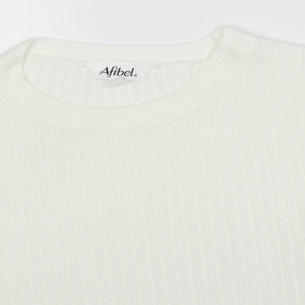 Afibel Womens White Round Neck Acrylic Pullover Jumper Size 14 - Size 14-16