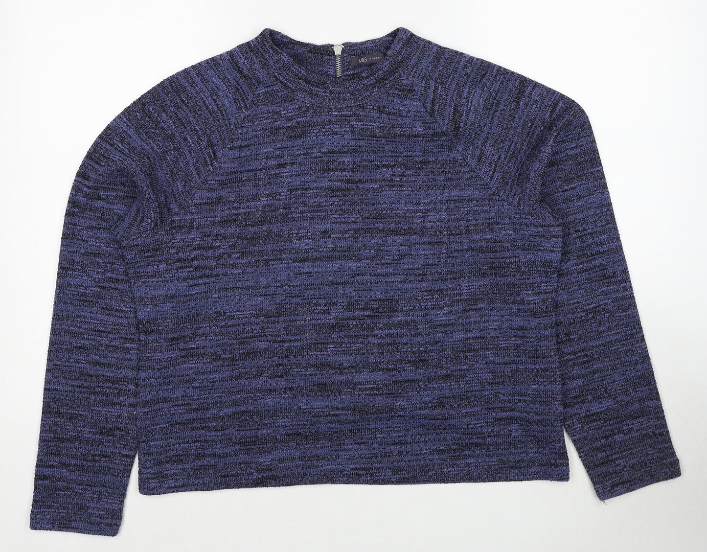 Marks and Spencer Womens Blue Round Neck Polyester Pullover Jumper Size 16