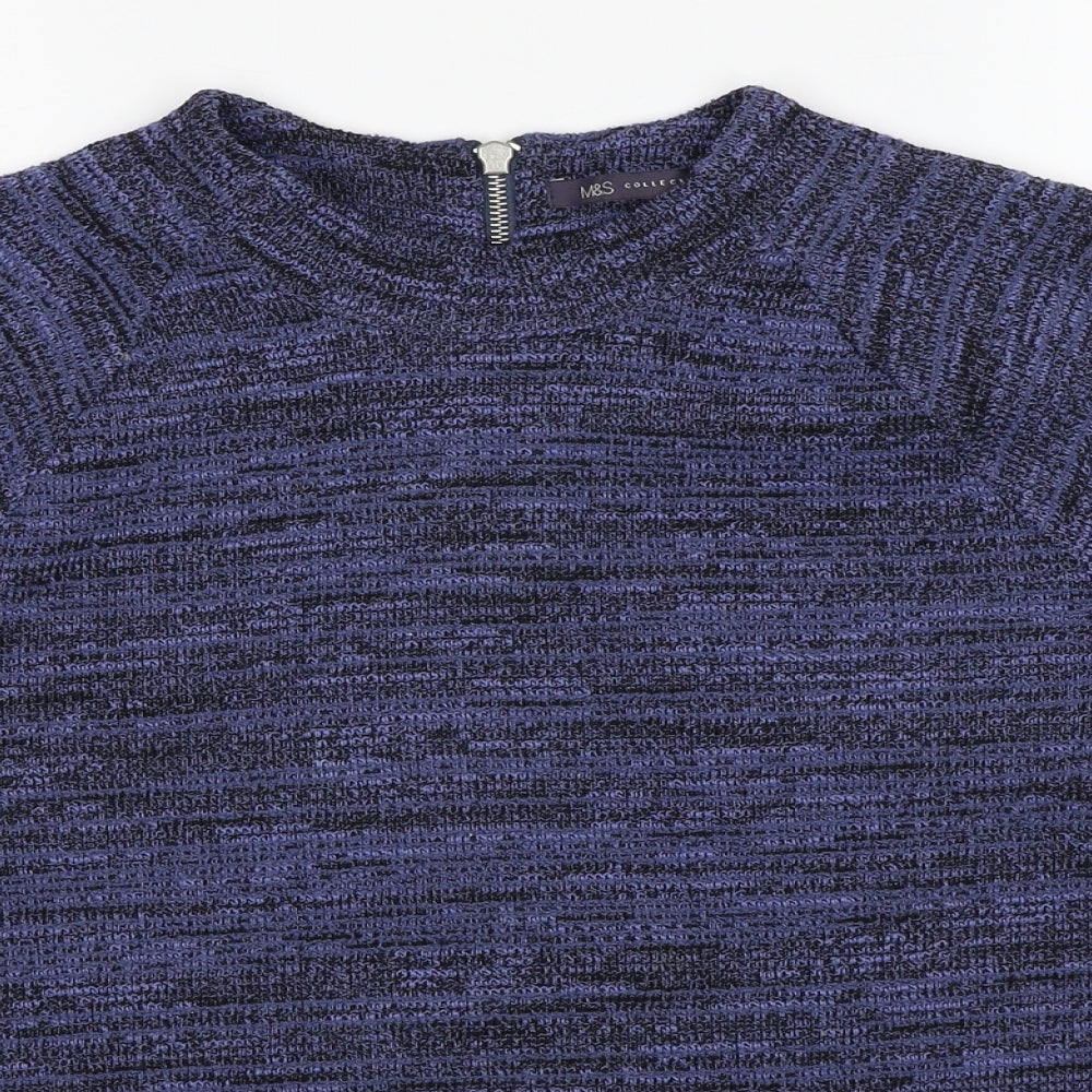 Marks and Spencer Womens Blue Round Neck Polyester Pullover Jumper Size 16