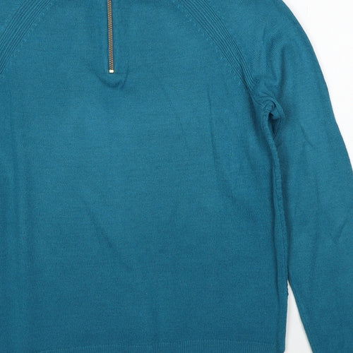 Marks and Spencer Womens Blue Round Neck Acrylic Pullover Jumper Size 8