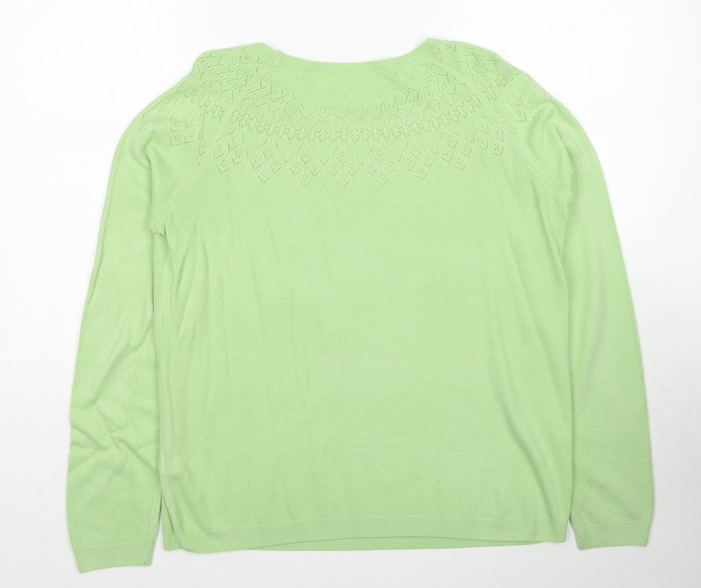 TU Womens Green Round Neck Acrylic Pullover Jumper Size 14
