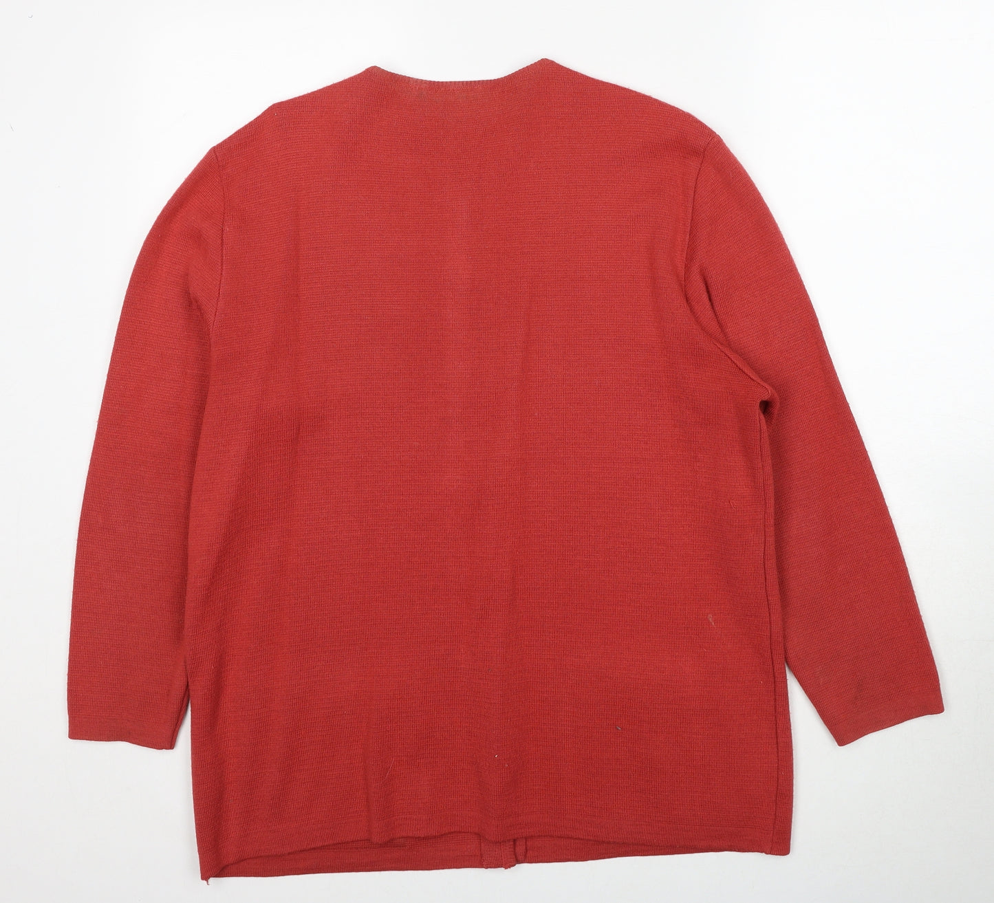 Canda Womens Red Round Neck Acrylic Cardigan Jumper Size L