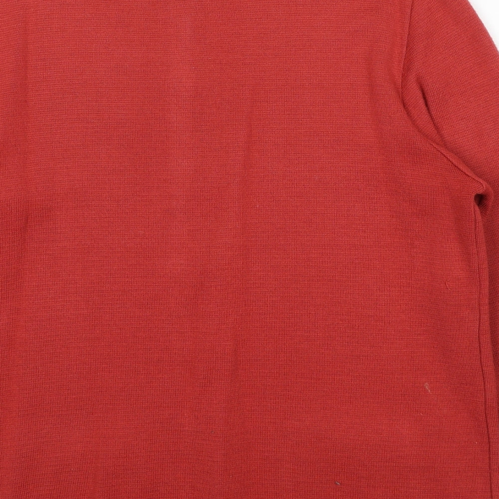 Canda Womens Red Round Neck Acrylic Cardigan Jumper Size L