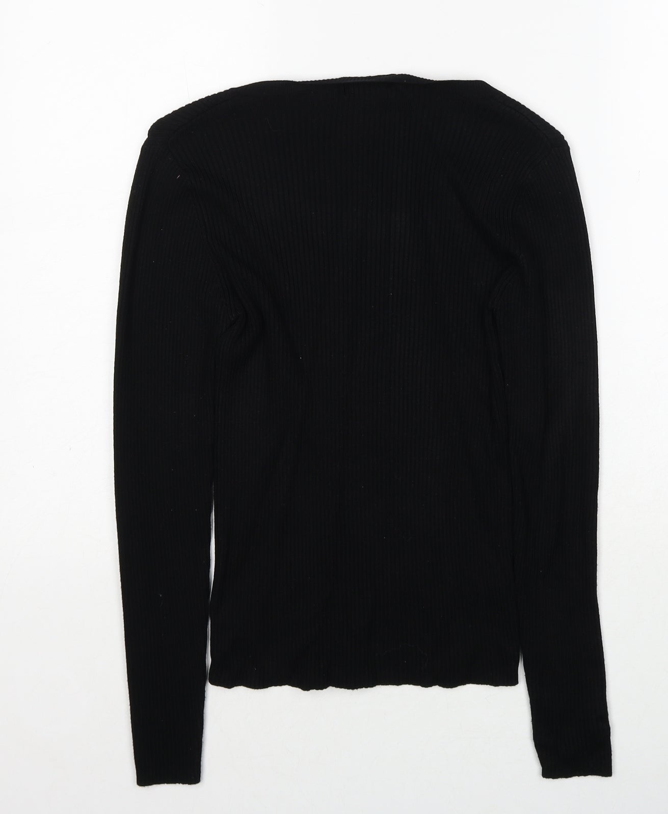 Papaya Womens Black V-Neck Viscose Pullover Jumper Size 10