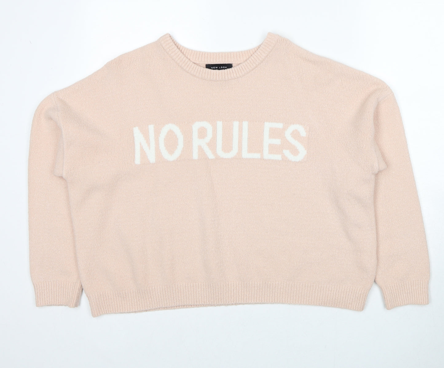 New Look Womens Pink Round Neck Acrylic Pullover Jumper Size L - No Rules
