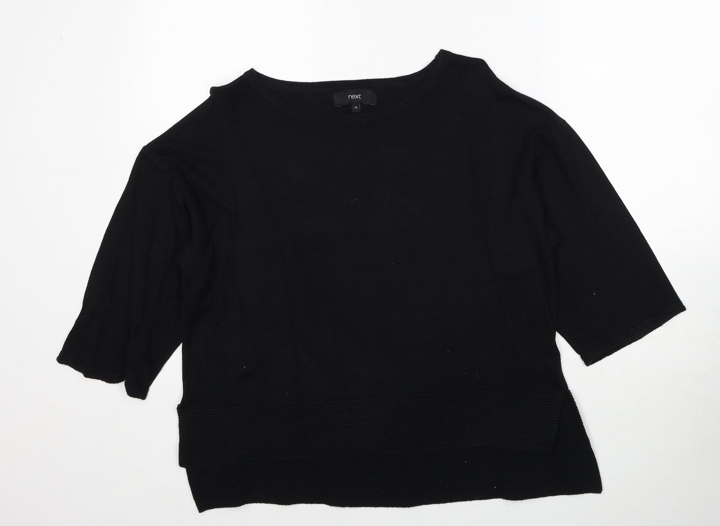 NEXT Womens Black Round Neck Cotton Pullover Jumper Size 12
