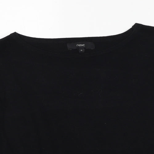 NEXT Womens Black Round Neck Cotton Pullover Jumper Size 12