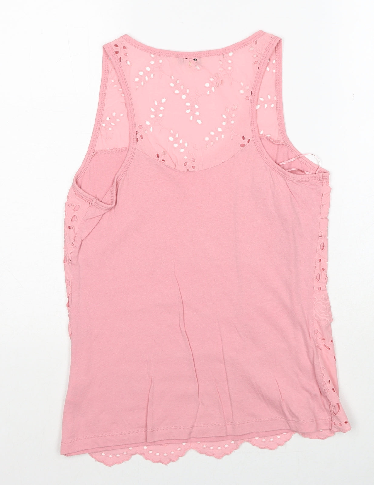 Papaya Womens Pink Geometric Cotton Basic Tank Size 14 Round Neck