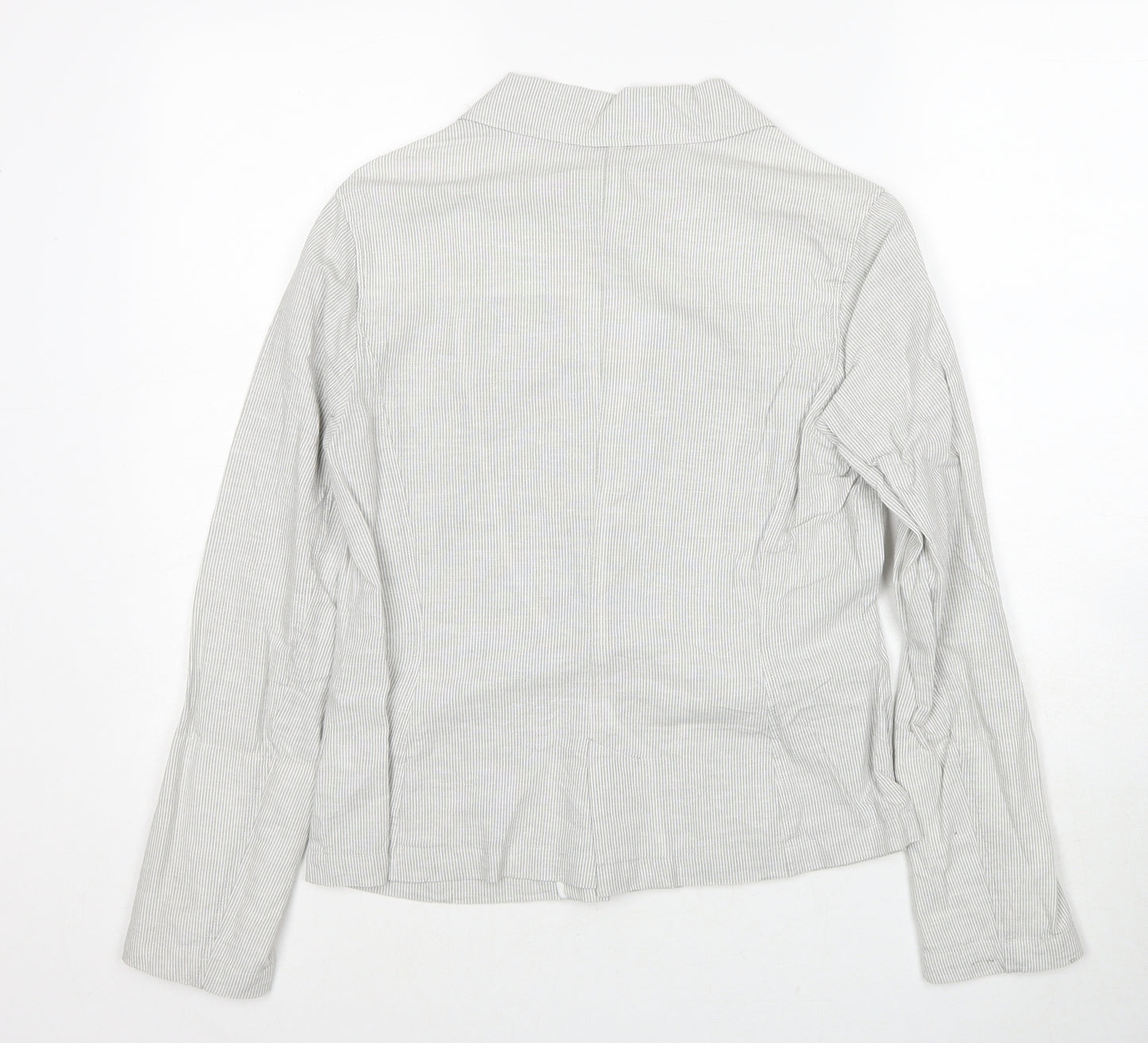 Marks and Spencer Womens Ivory Striped Jacket Blazer Size 10 Button