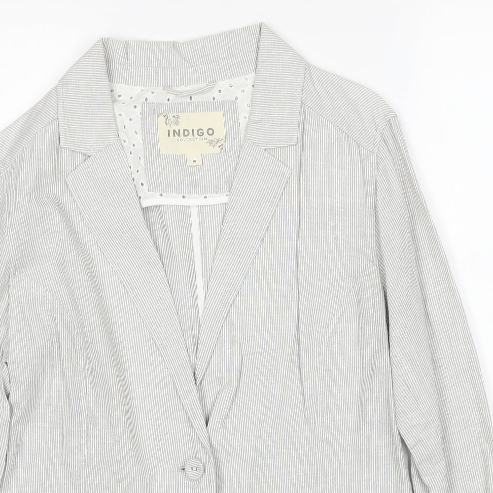 Marks and Spencer Womens Ivory Striped Jacket Blazer Size 10 Button