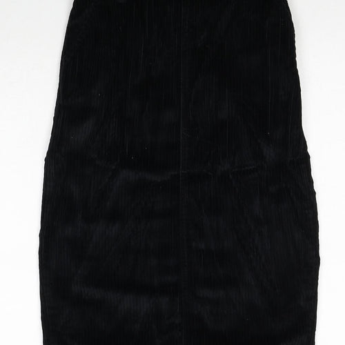 Denim & Co. Womens Black Cotton A-Line Skirt Size 8 Zip - Belt Included