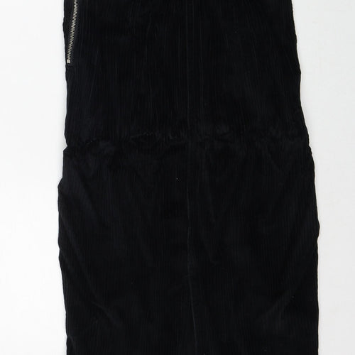 Denim & Co. Womens Black Cotton A-Line Skirt Size 8 Zip - Belt Included