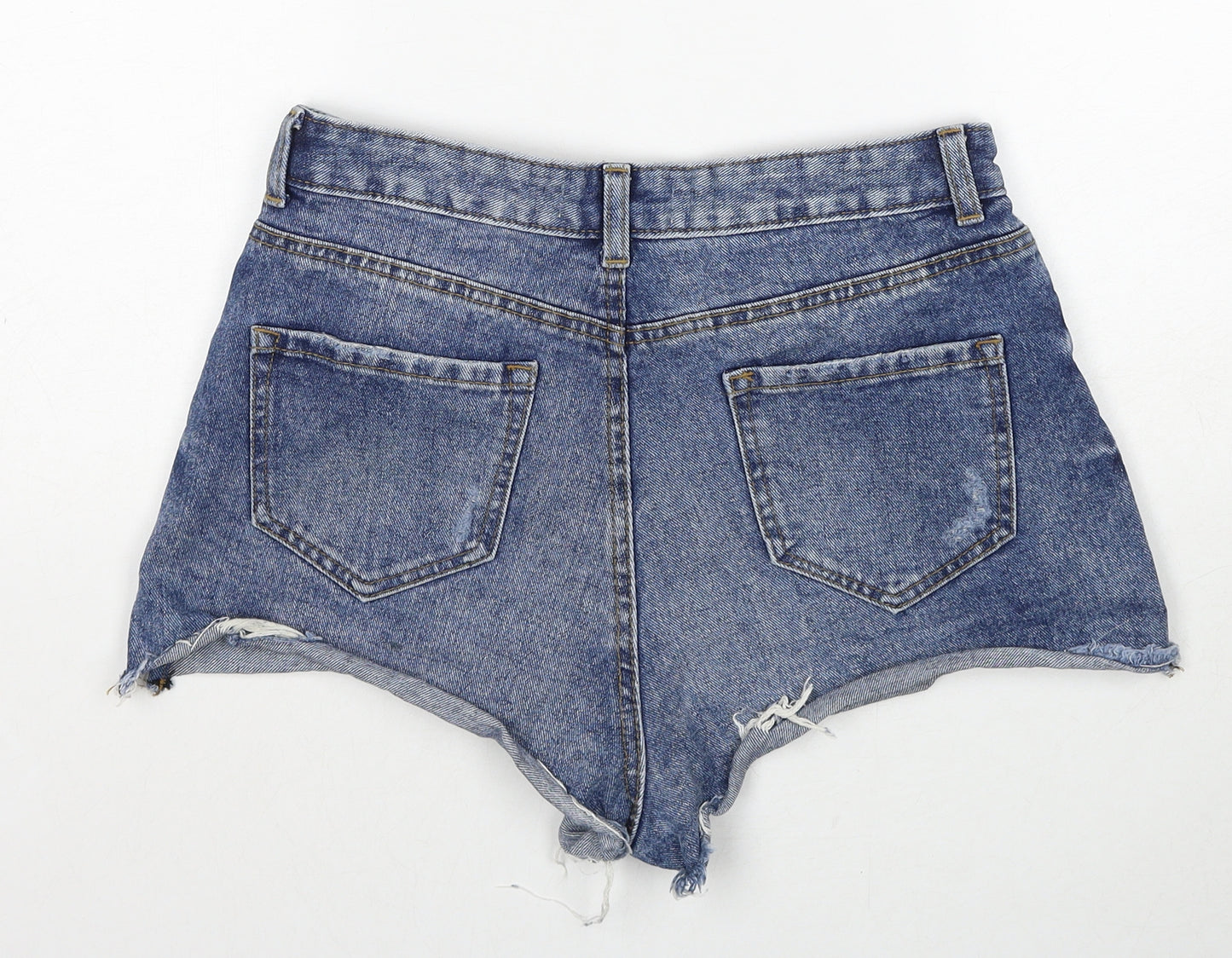 Denim & Co. Womens Blue Cotton Cut-Off Shorts Size 12 Regular Zip
