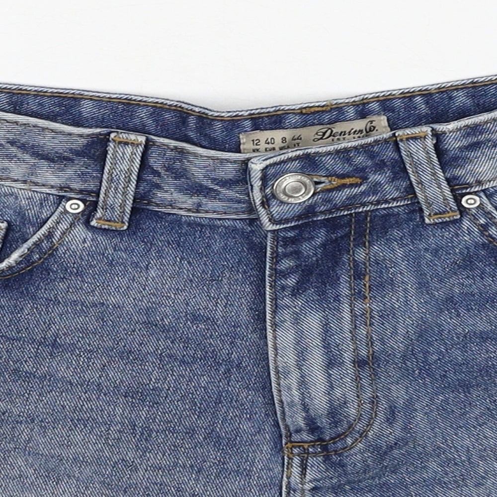 Denim & Co. Womens Blue Cotton Cut-Off Shorts Size 12 Regular Zip