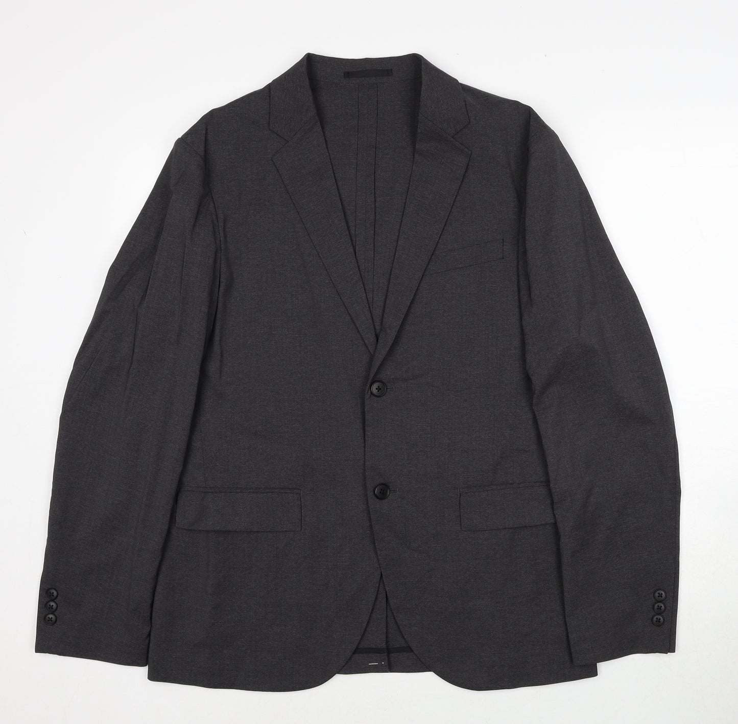 Uniqlo Mens Grey Polyester Jacket Suit Jacket Size M Regular