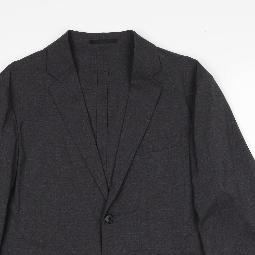Uniqlo Mens Grey Polyester Jacket Suit Jacket Size M Regular