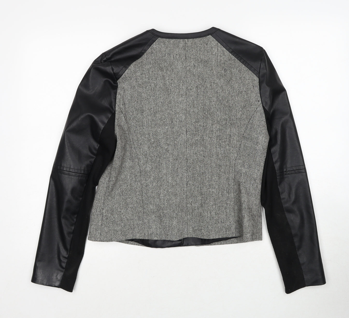 Atmosphere Womens Black Geometric Biker Jacket Size 12 Zip