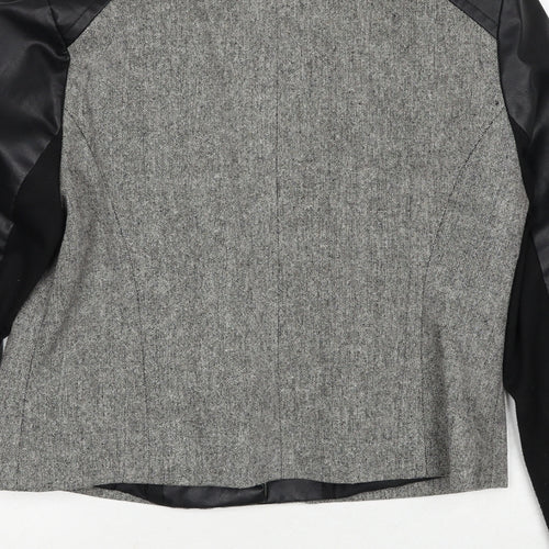 Atmosphere Womens Black Geometric Biker Jacket Size 12 Zip