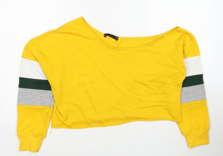 Missguided Womens Yellow Cotton Pullover Sweatshirt Size 8 Pullover